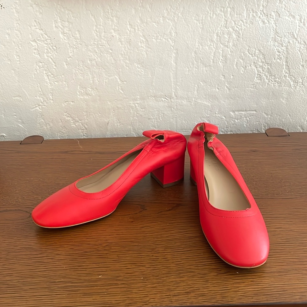 Everlane red leather low block heel